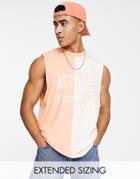 Asos Actual Oversized Tank Top With Splicing Detail In Coral-orange