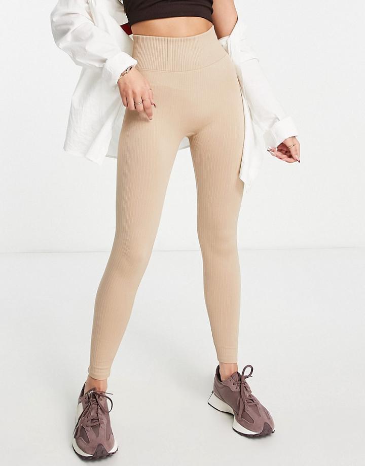 Mango High Rise Active Leggings In Light Pink