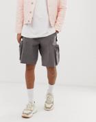 Asos Design Cargo Shorts In Gray With 3d Pockets - Gray