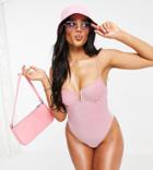 South Beach Exclusive Metallic Underwire Swimsuit In Pink