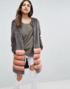 Unreal Fur Tundra Contrast Faux Fur Coat - Gray