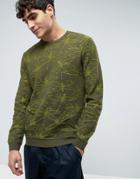 Asos Crew Neck Sweater With All Over Dragonfly Camo Design - Green