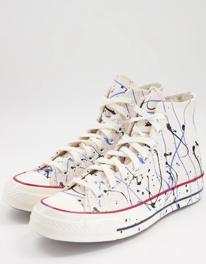 Converse Chuck 70 Hi Paint Splatter Sneakers In Egret-neutral
