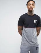 11 Degrees T-shirt In Gray With Logo And Cut & Sew Panel - Gray