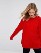 Monki Cable Knitted Sweater - Red