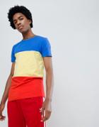 Asos Design Muscle T-shirt In Primary Color Block And Monochrome Tipping - Multi