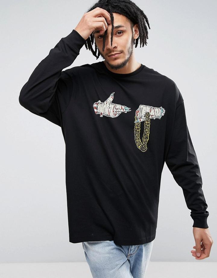 Asos Run The Jewels Oversized Long Sleeve Band T-shirt - Black