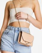 Asos Design Ring And Ball Cross Body Bag With Interchangeable Chain Strap In Beige-neutral