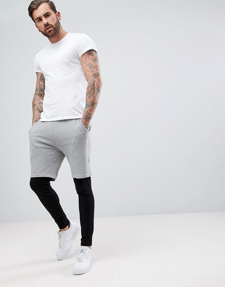 Asos Skinny Shorts With Meggings In Gray - Black