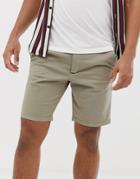 French Connection Slim Fit Peached Cotton Chino Shorts-green
