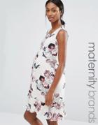 Bluebelle Maternity Floral Print Frill Hem Sleeveless Shift Dress - Multi