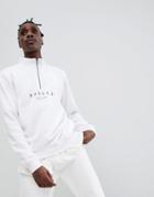 Parlez 1/4 Zip Sweat With Embroidered Script Sport Chest Logo In White - White