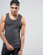 Asos Extreme Muscle Tank In Charcoal Marl - Gray