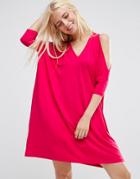 Asos Cold Shoulder Slouch Dress - Pink