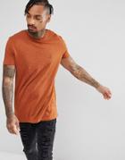 Asos Longline T-shirt With Splatter Print - Tan