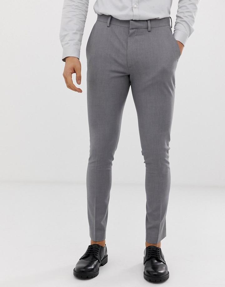 Asos Design Super Skinny Smart Pants In Gray-grey