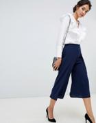 Oasis Wide Leg Culottes In Navy - Black