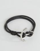 Seven London Anchor Leather Bracelet In Black - Black