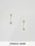 Fashionology Sterling Silver Bar And Ball Stud Earrings - Silver