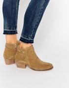 Oasis Real Suede Buckle Detail Ankle Boot - Stone