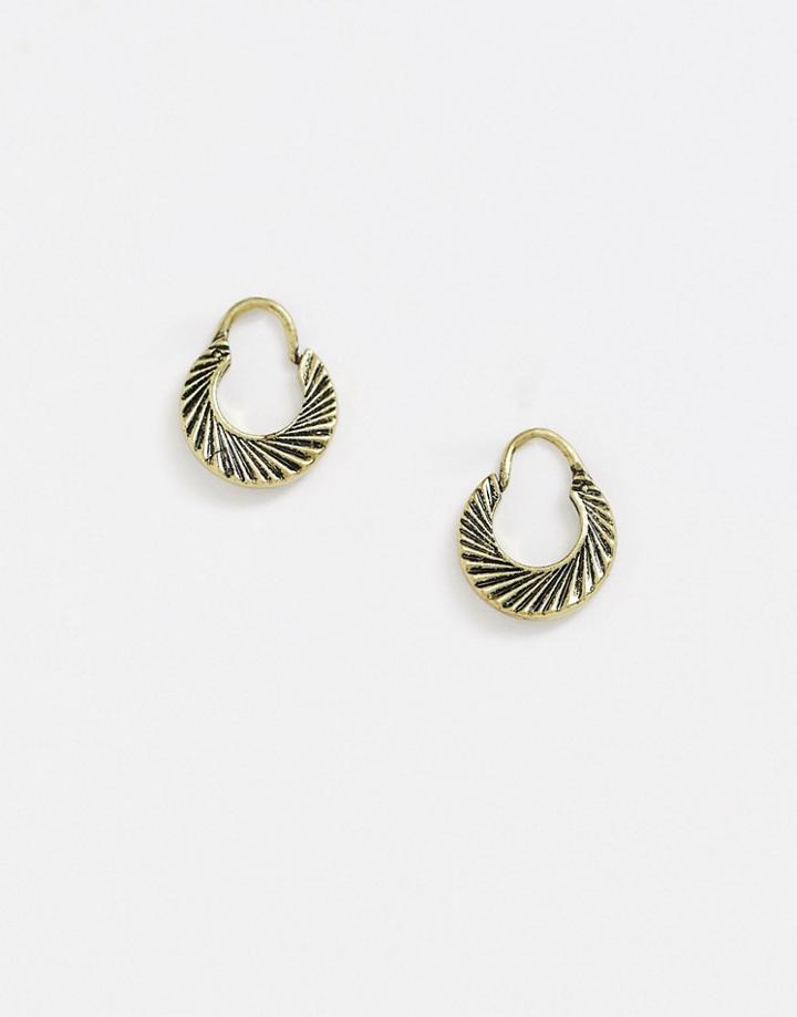 Reclaimed Vintage Inspired Hoop Detail Earrings In Burnished Gold Toneexclusive To Asos
