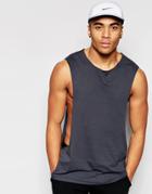 Asos Tank With Extreme Dropped Armhole And Raw Edges In Ebony - Ebony