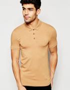 Asos Extreme Muscle Jersey Polo In Camel Marl - Camel