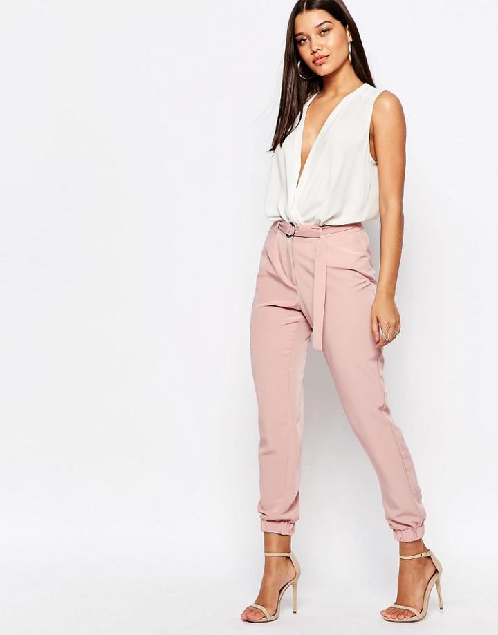 Missguided Tailored Joggers - Rose Pink