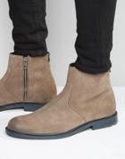 Boss Orange Cultroot Suede Zip Boots - Beige