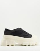 Public Desire Man Ransom Chunky Lace Up Shoes In Black Nylon