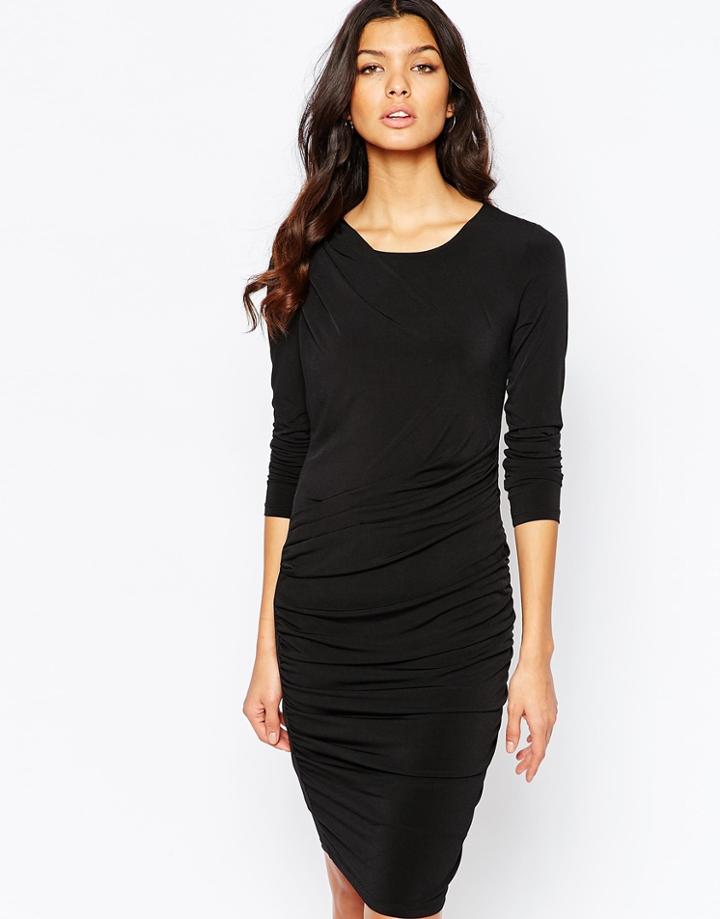 Y.a.s Lill Long Sleeve Twist Dress - Black