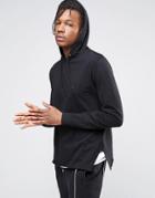 Asos Hoodie With Side Splits & T-shirt Hem - Black
