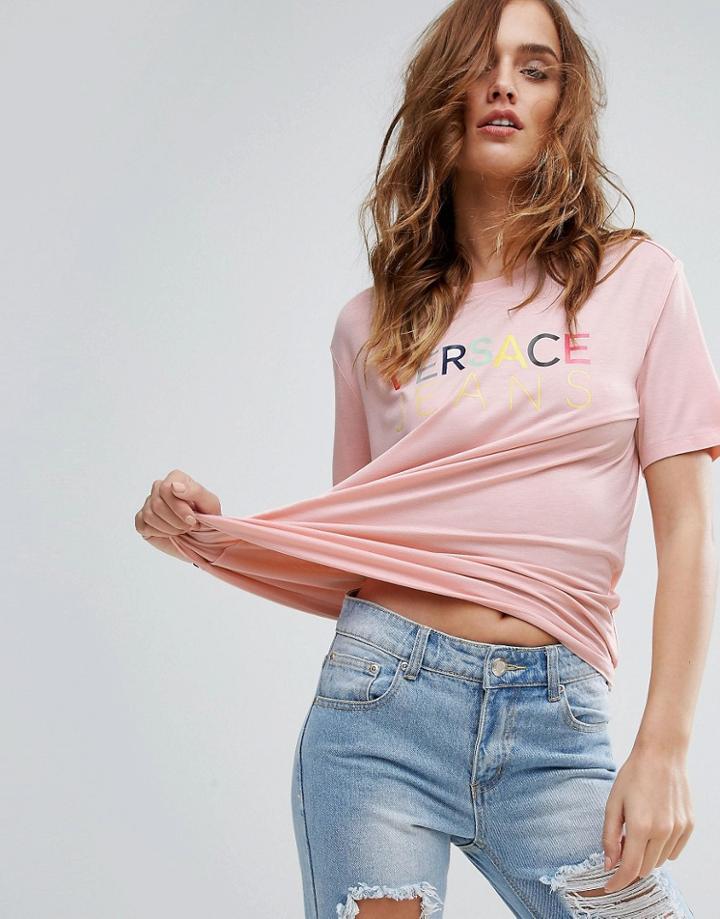 Versace Jeans Boyfriend T-shirt With Logo - Pink
