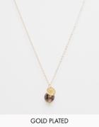 Mirabelle Facetted Smokey Quartz Ball Necklace On A Short 45cm Gold Plated Chain - Gold