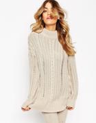 Asos Co-ord Jumper With Ladder Detail - Oatmeal