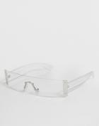 Asos Design Rimless Visor With Clear Lens And Metal Detail - Silver