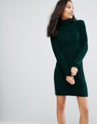 Brave Soul Perrie Roll Neck Sweater Dress - Green