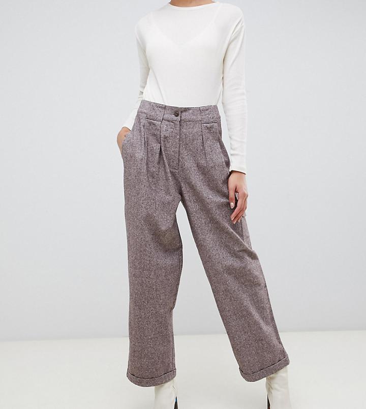 Asos Design Tall Textured Balloon Leg Pants-brown