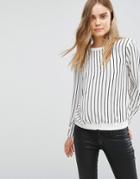 J.d.y Stripe Long Sleeve Top - White