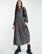 Na-kd Long Sleeve Mid Smock Dress In Blue-blues