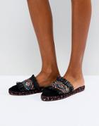 Kaltur Black Multi Woven Flat Mules - Multi