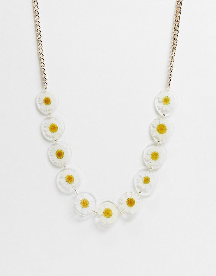 Asos Design Chain Belt In Trapped Flower Design-multi