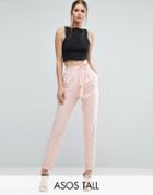 Asos Tall Woven Peg Pants With Obi Tie - Pink