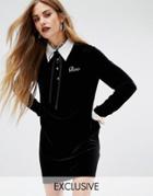Reclaimed Vintage Halloween Velvet Dress With Contrast Collar - Black