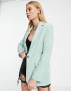 Bershka Core Oversized Blazer In Sage - Part Of A Set-green