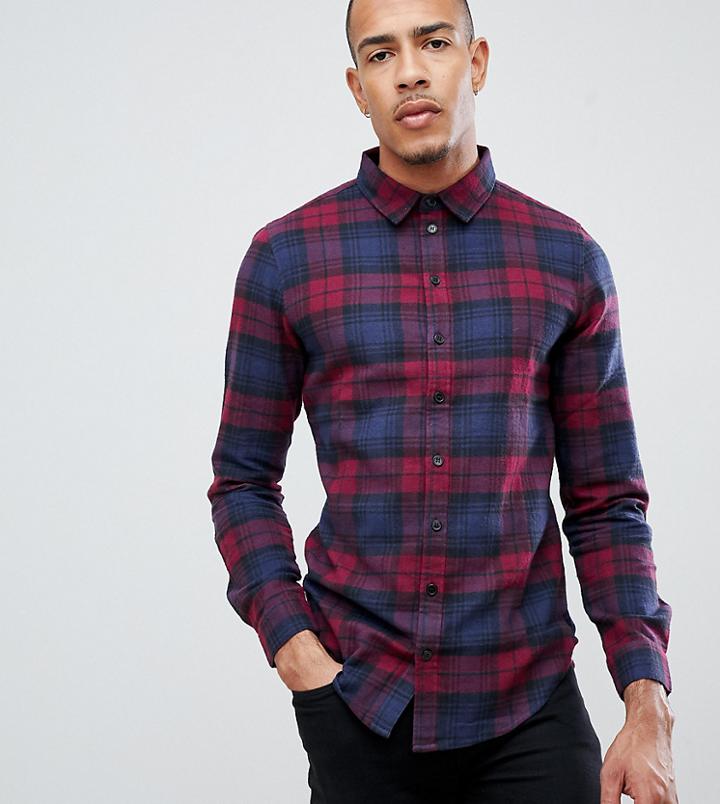 Another Influence Tall Berry Check Shirt - Red