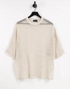 Asos Design Oversized Beige Mesh T-shirt-neutral