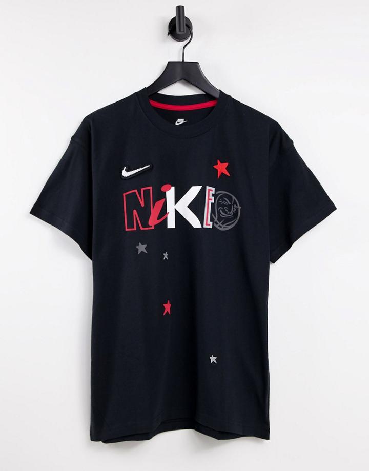 Nike Be True To Your Crew Pack Graphic Oversized T-shirt In Black Suit 3