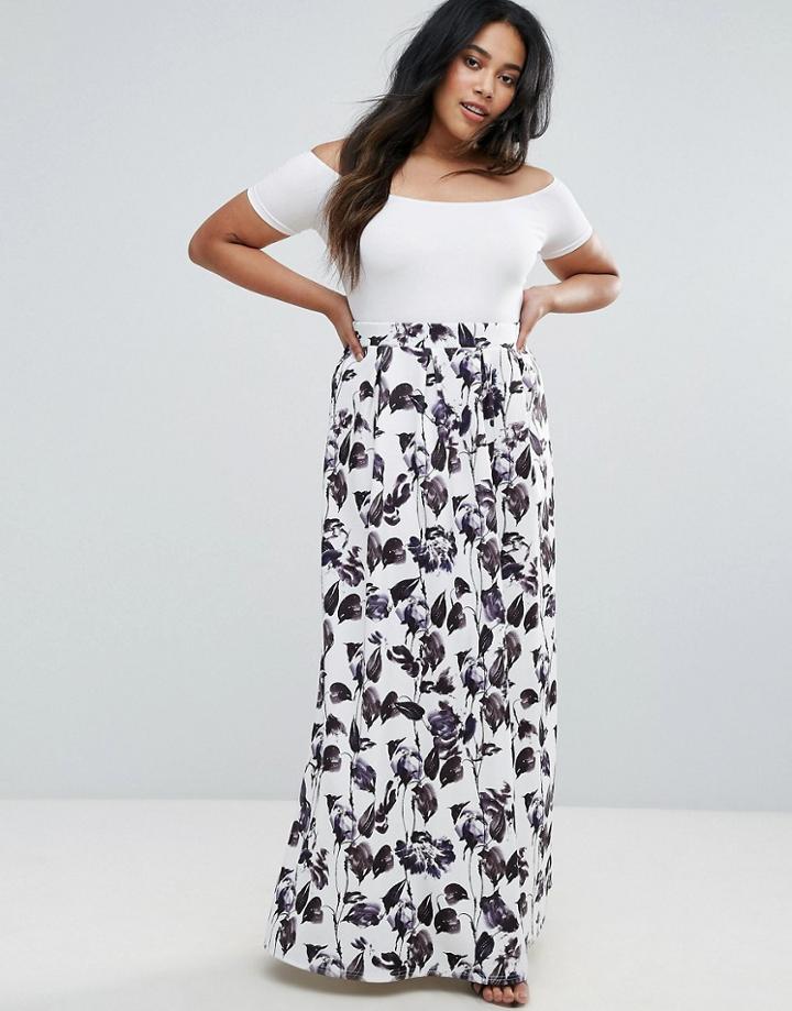 Club L Plus Scuba Prom Maxi Skirt - Multi