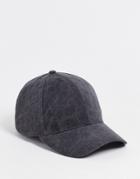 Asos Design Canvas Baseball Cap In Washed Black